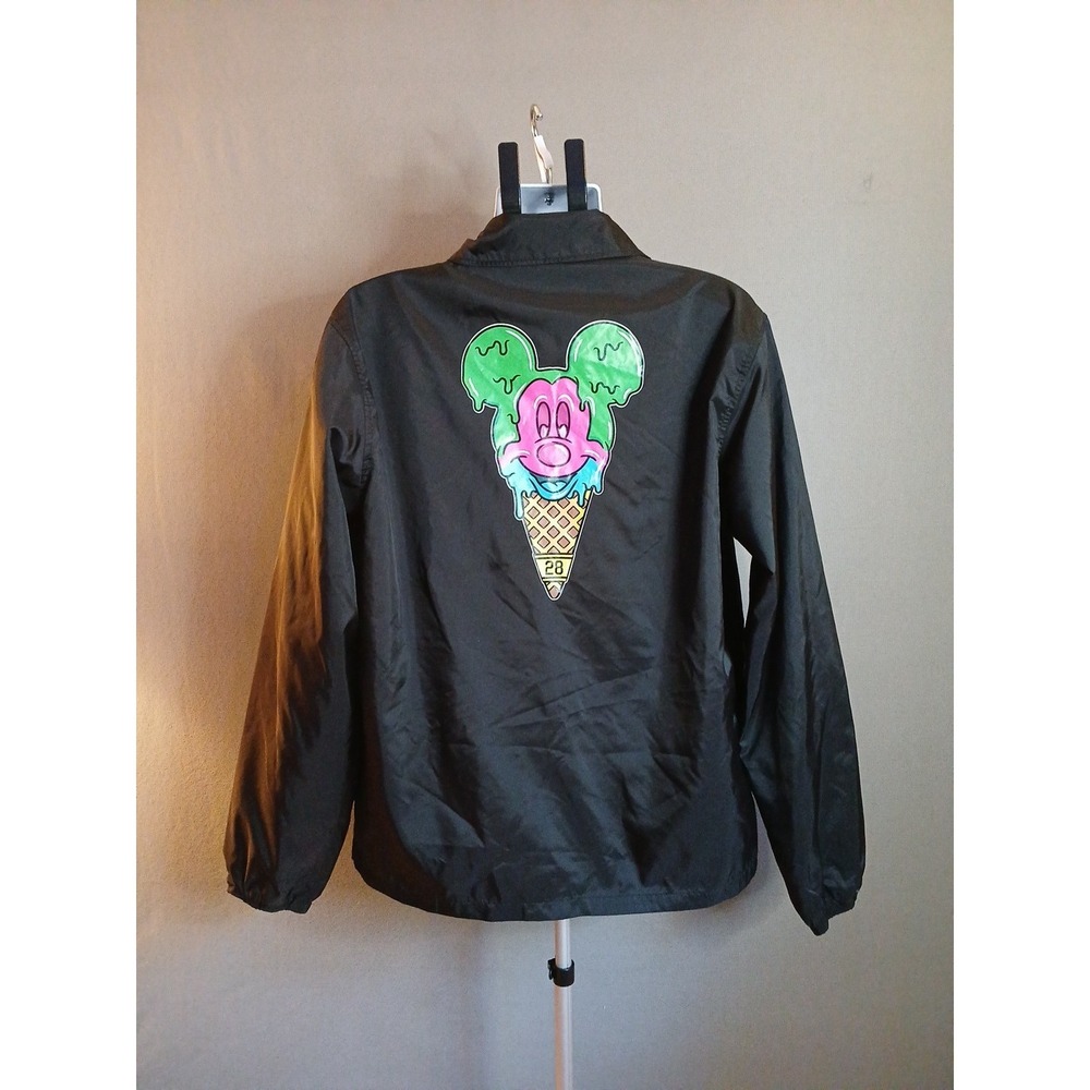 Disney x Neff Black Light Weight Windbreaker Jacket Large Adult Snap Button‎